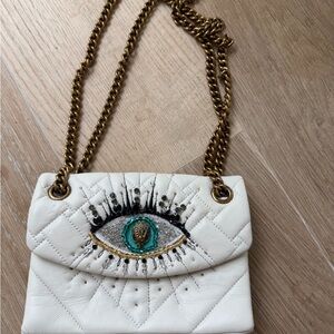 Kurt Geiger White Quilted Crossbody Bag with Embellished Eye